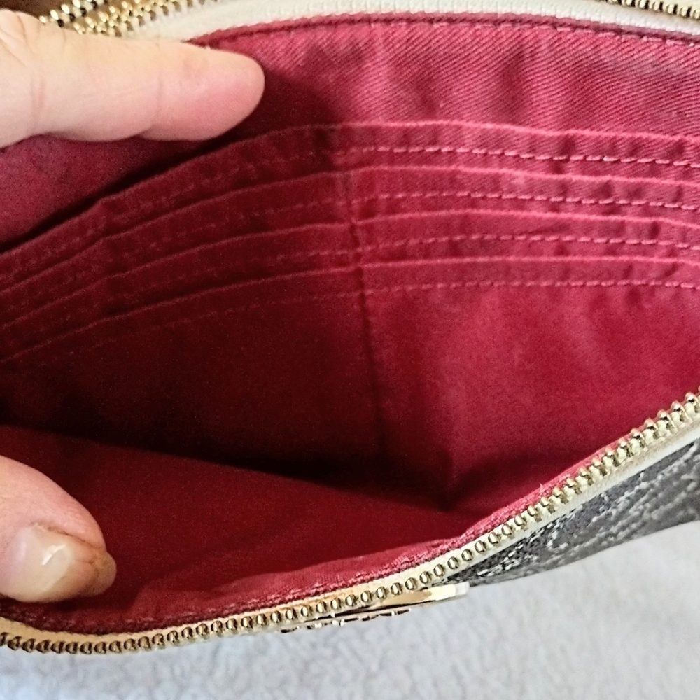 👜 Coach Saddle Apricot Signature Double Corner Zip Wristlet Wallet Clutch - Picture 6 of 9